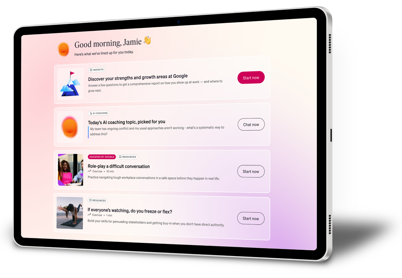 Betterup personalized in app experience